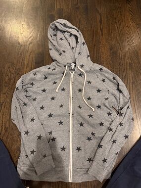 Alternative Gray Star-Print Zip Hoodie